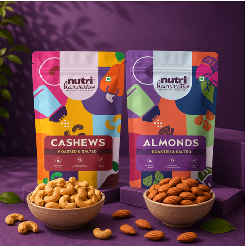 Nutri Harvest Roasted & Salted Almond and Cashew Nuts (W-240) Combo Pack