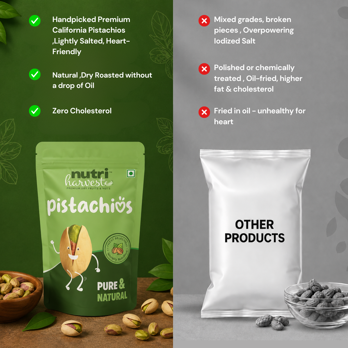 Nutri Harvest Premium California Roasted & Salted Whole Pistachios
