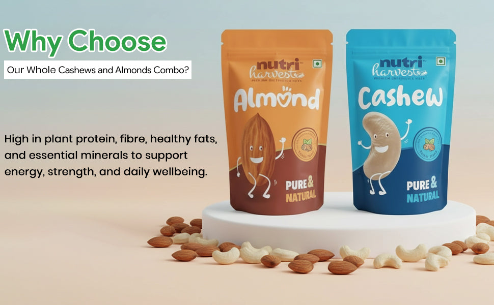 Nutri Harvest Whole Cashews and California Almonds Combo