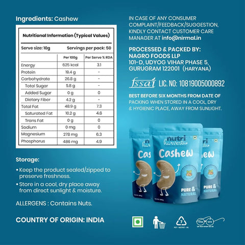 Nutri Harvest Premium Whole Cashew Nuts (W240)